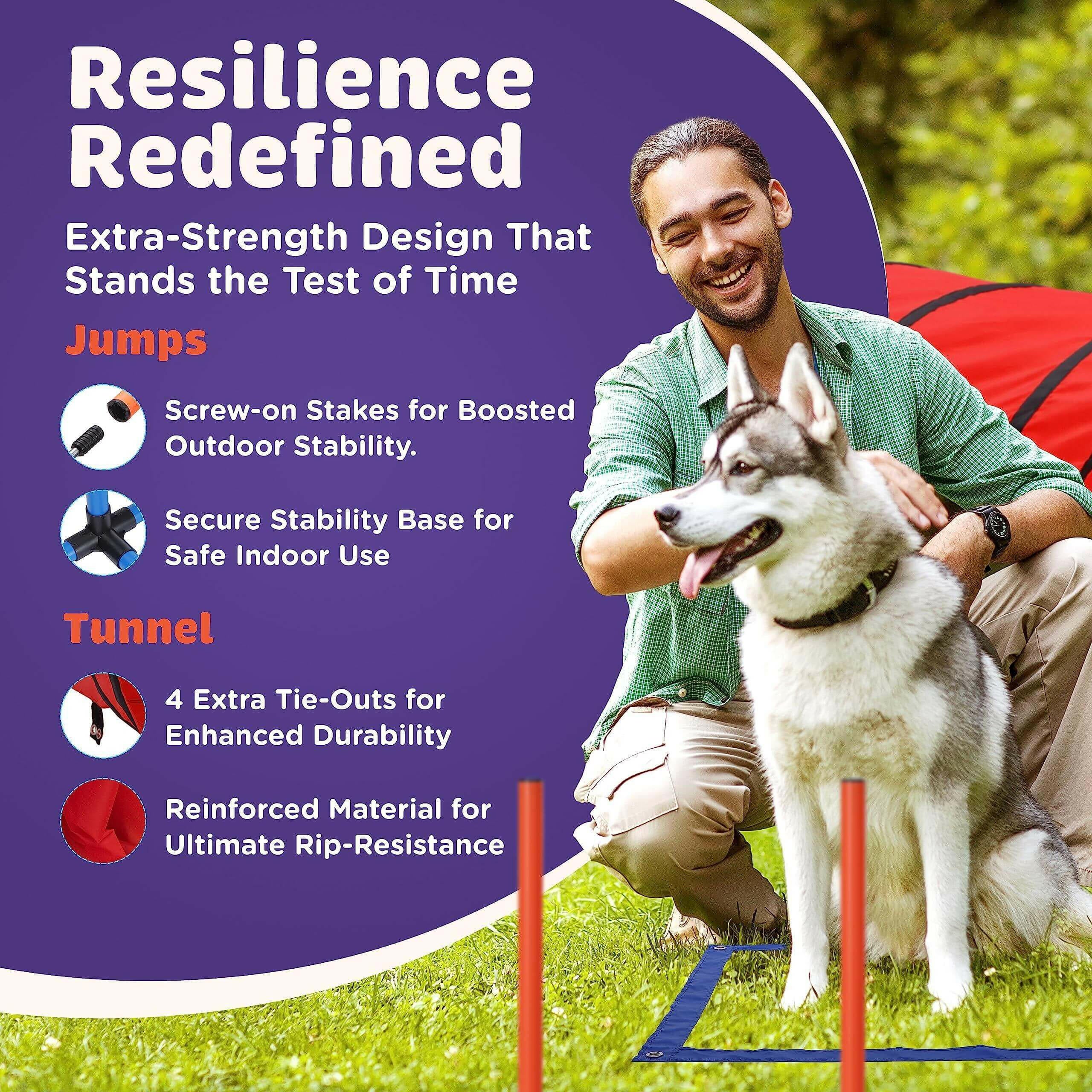 15 Piece Dog Agility Course Backyard Set Dog Agility Training