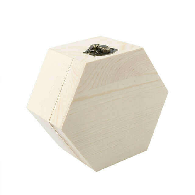 1 pc Wooden Storage Jewelry Box Portable Hexagonal