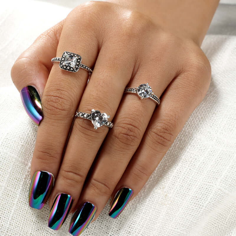 3-Piece Geometric Ring Set