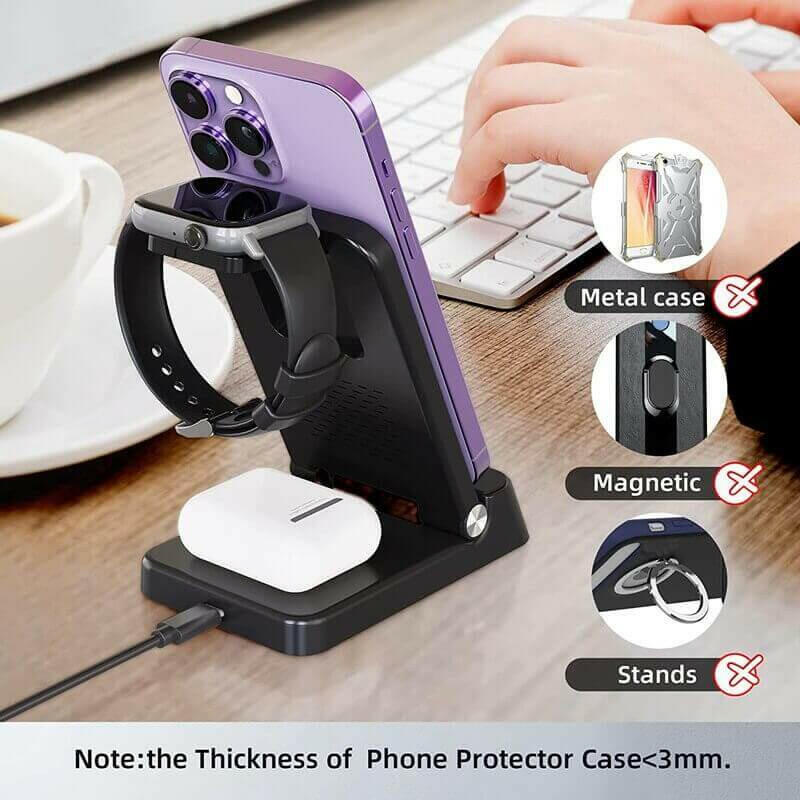 15W 4 In 1 Wireless Charger Stand For iPhone 14 13 12 11 X Samsung