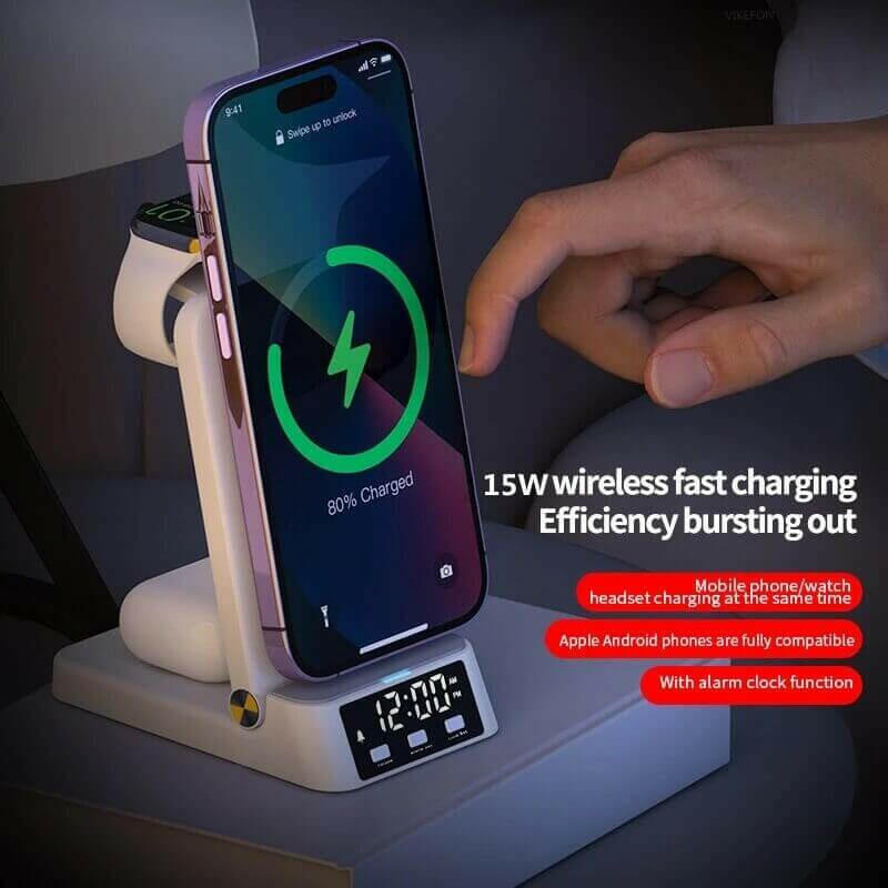 15W 4 In 1 Wireless Charger Stand For iPhone 14 13 12 11 X Samsung