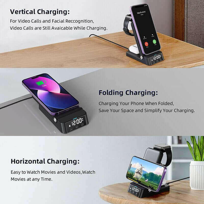 15W 4 In 1 Wireless Charger Stand For iPhone 14 13 12 11 X Samsung