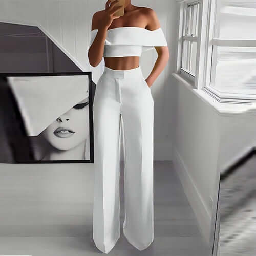 FlexiChic™ – Wide Leg Pants & Crop Top Two-Piece Set