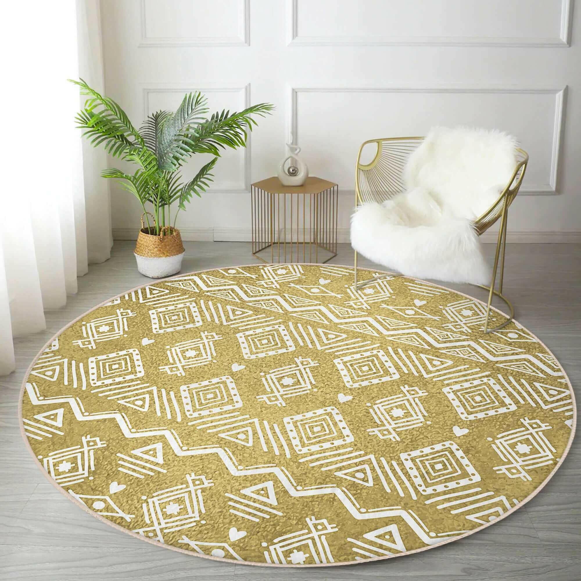 Native American Round Rug, Southwestern Round Rug, Circle Floor