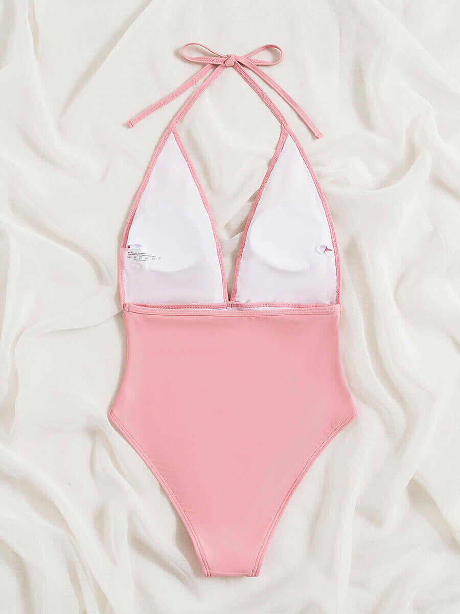 Women Pink Sequin One Piece Swimsuit