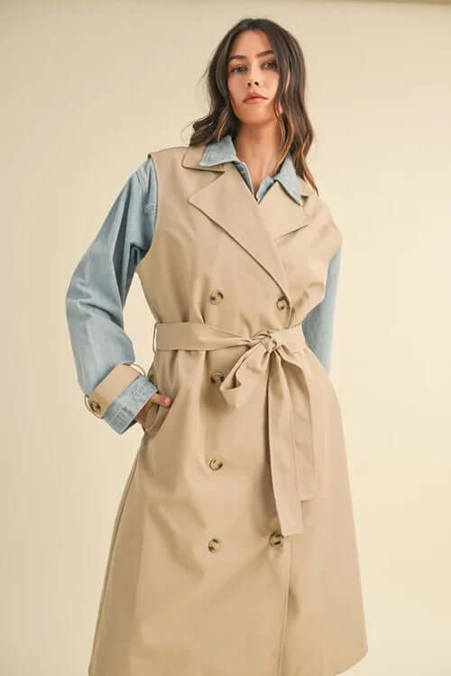 MABLE Layered Look Trench Coat With Denim Jacket