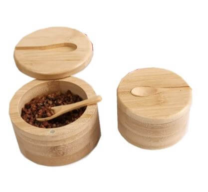 Bamboo Seasoning Container with Spoon