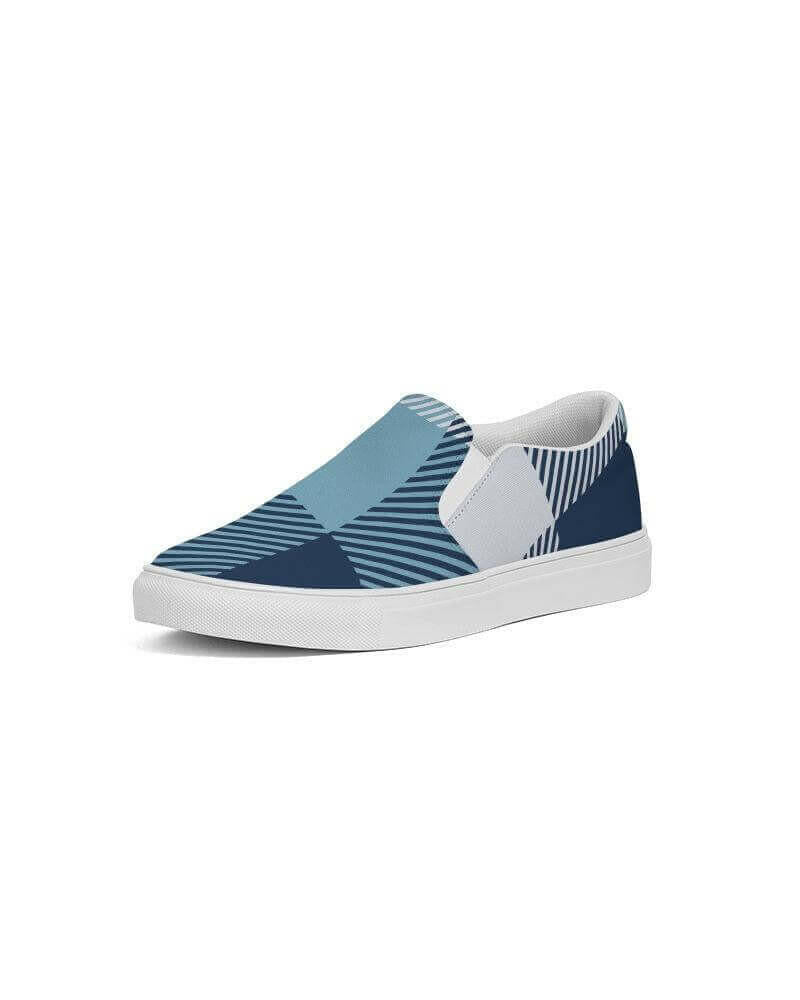 blue plaid slip-on sneakers