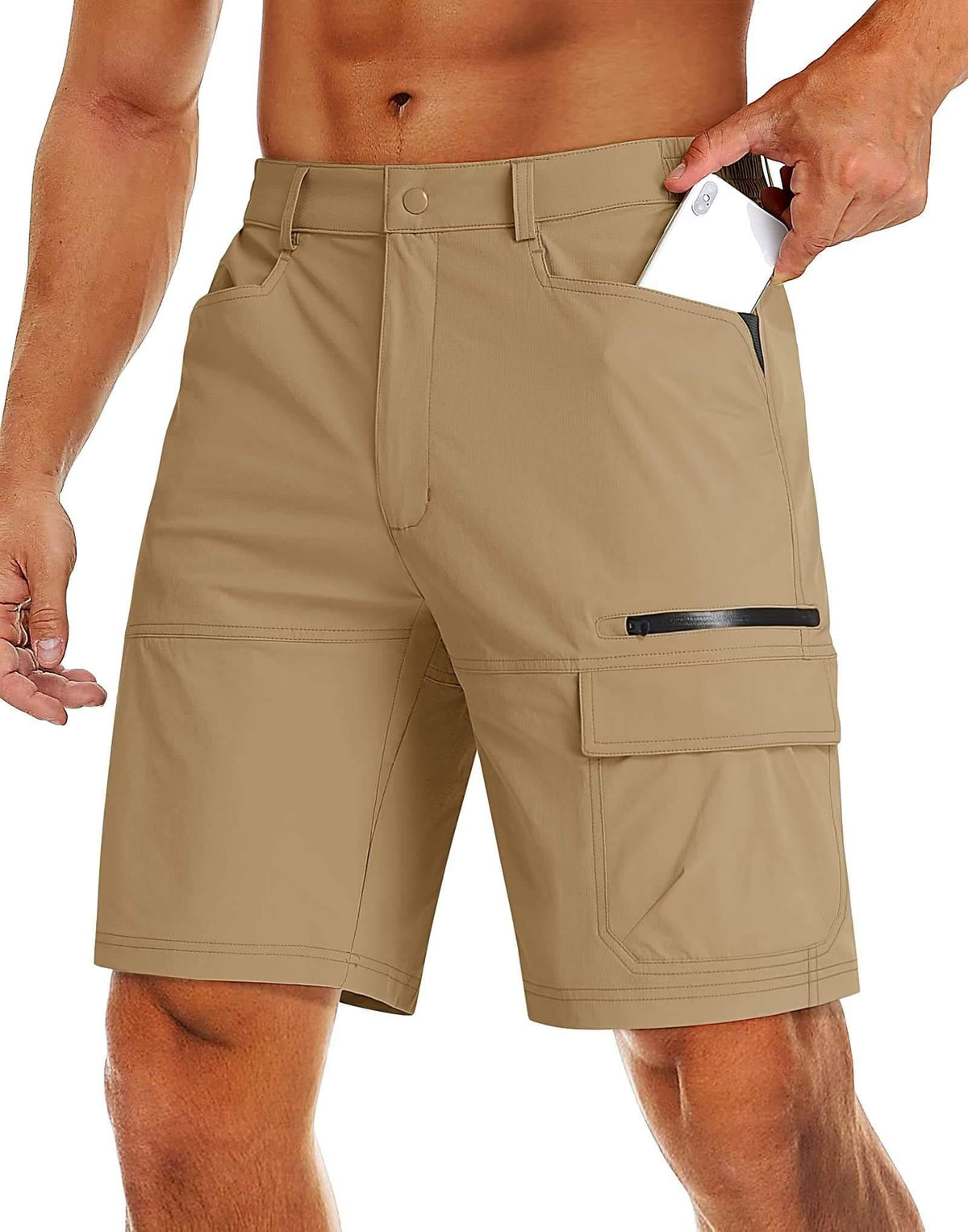 MAGCOMSEN Men’s Quick-Dry Cargo Shorts, Khaki