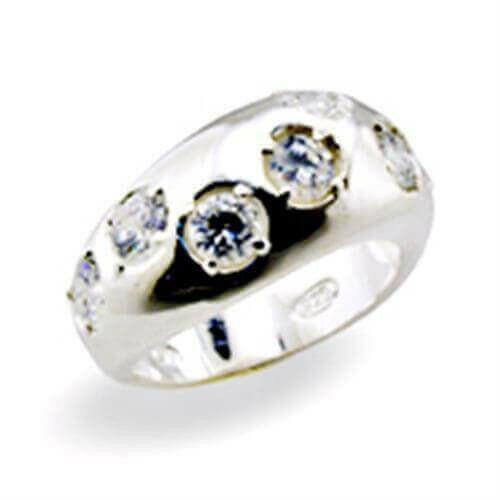 32114 - High-Polished 925 Sterling Silver Ring with AAA Grade CZ in C