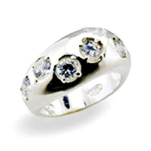 32114 - High-Polished 925 Sterling Silver Ring with AAA Grade CZ in C
