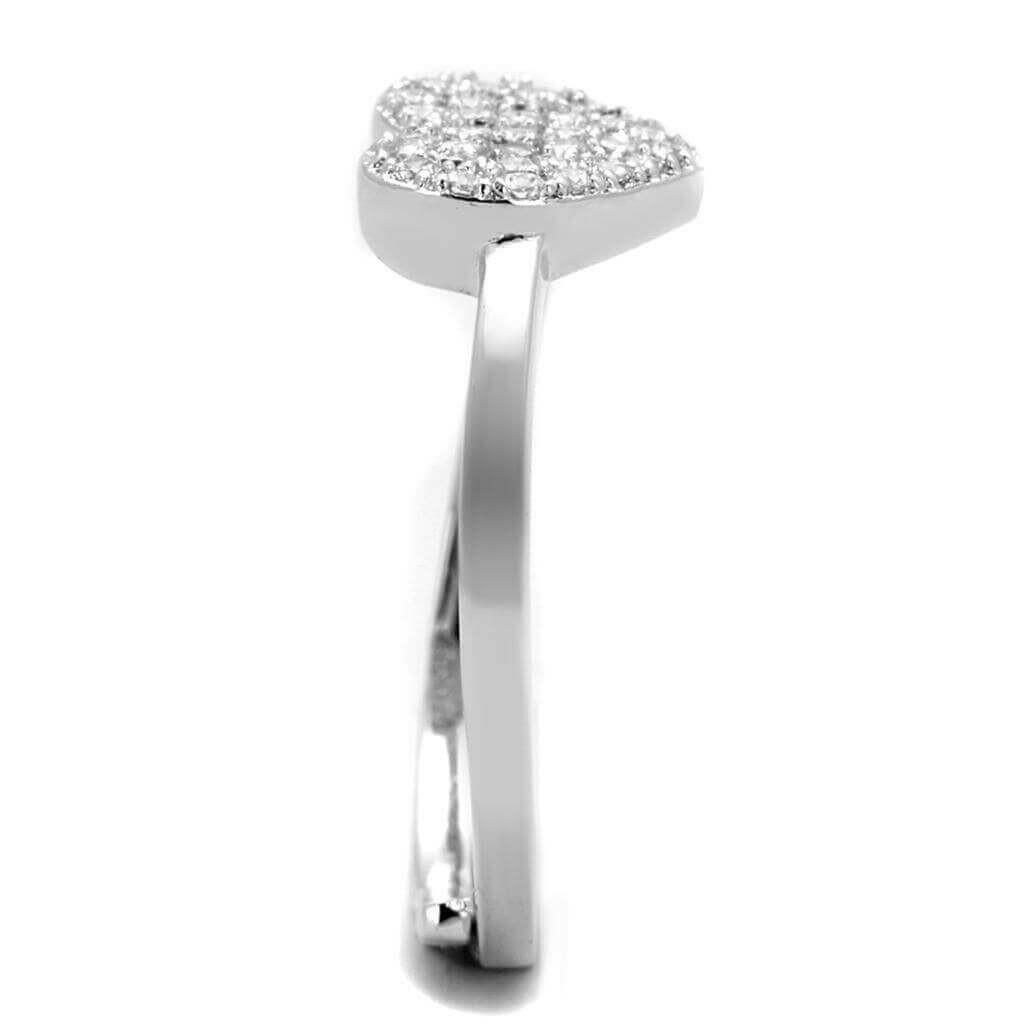 3W865 - Rhodium Brass Ring with AAA Grade CZ in Clear