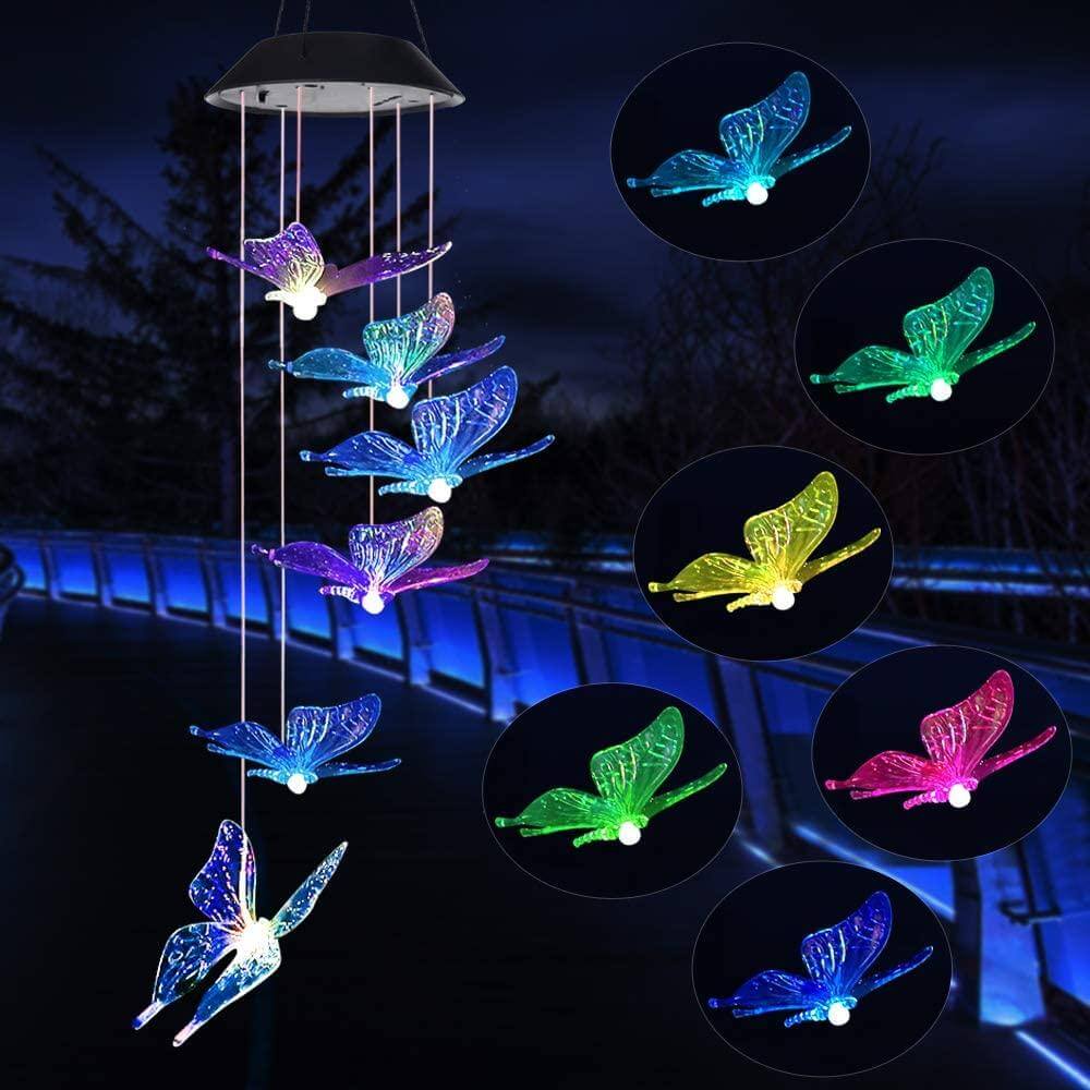 Outdoor solar LED wind chime butterfly wind chime garden light