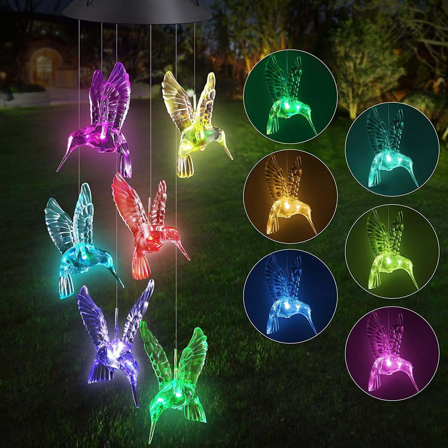 Outdoor solar LED wind chime butterfly wind chime garden light