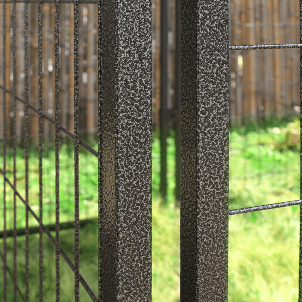 Outdoor Dog Kennel, Metal Large Dog Crates W/Canopy & 2 Rotating Feeding Doors, 4.5&