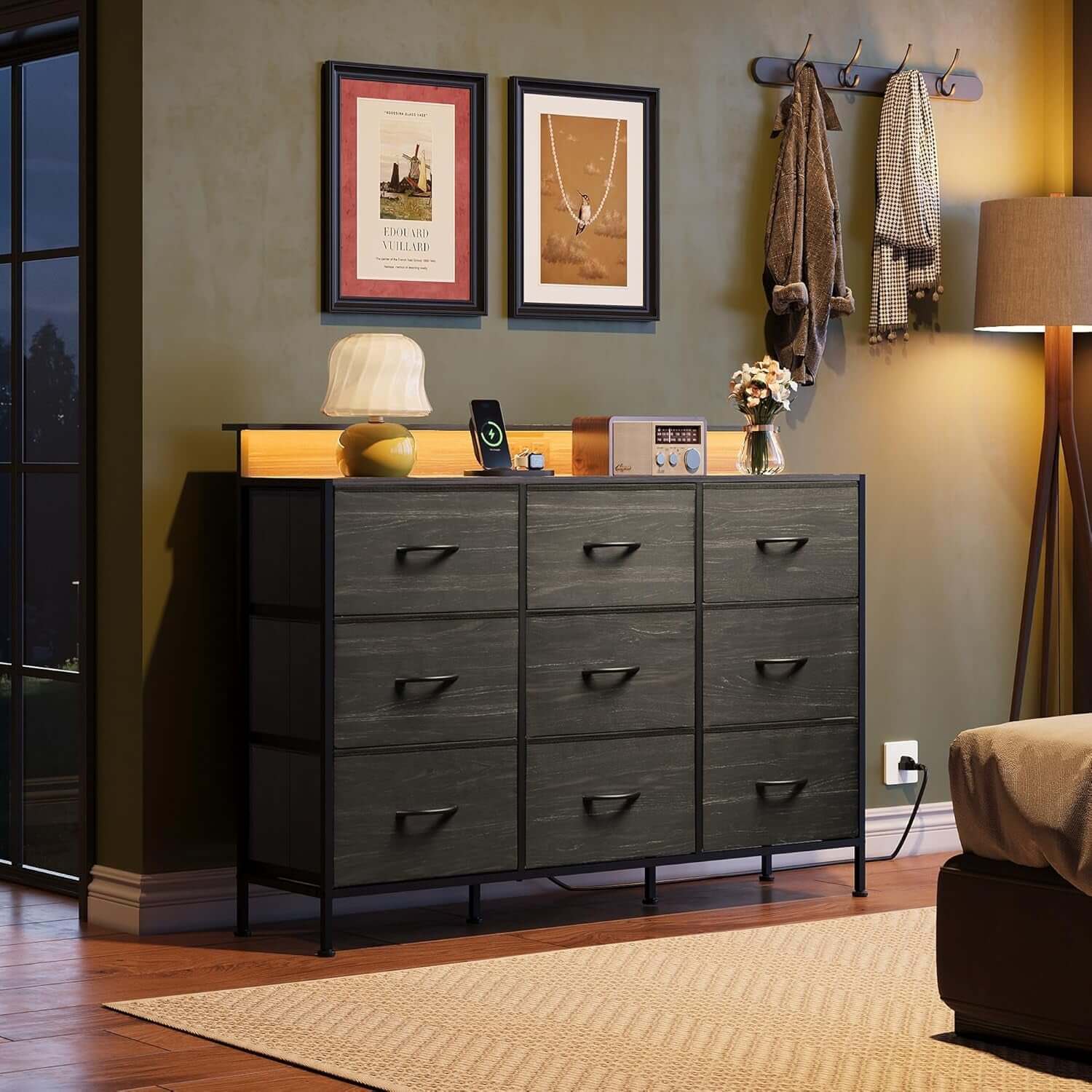 Dresser TV Stand for 55 Inch with LED Lights