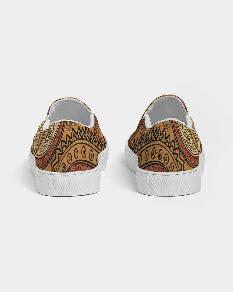 brown paisley slip-on sneakers