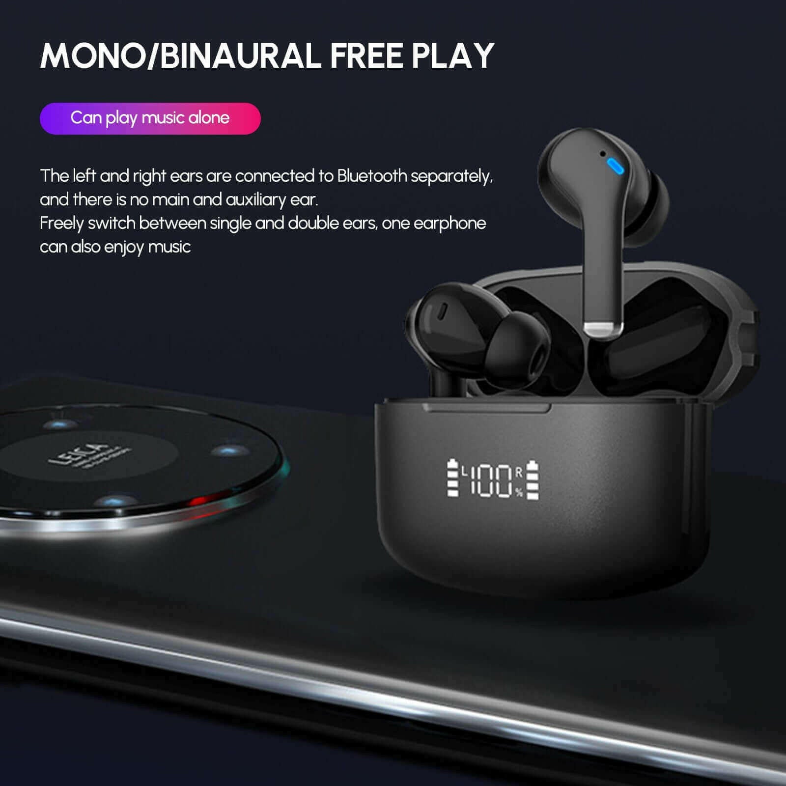 Dual Noise Cancelling True Wireless Earbuds Bluetooth Headphones