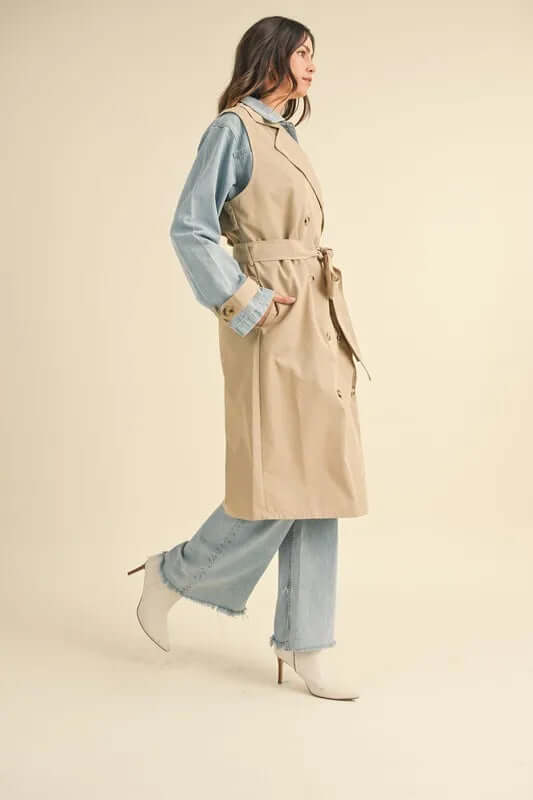 MABLE Layered Look Trench Coat With Denim Jacket