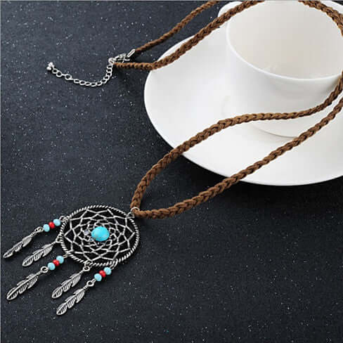 Dream Big Dreamcatcher Necklace with Howlite & Turquoise