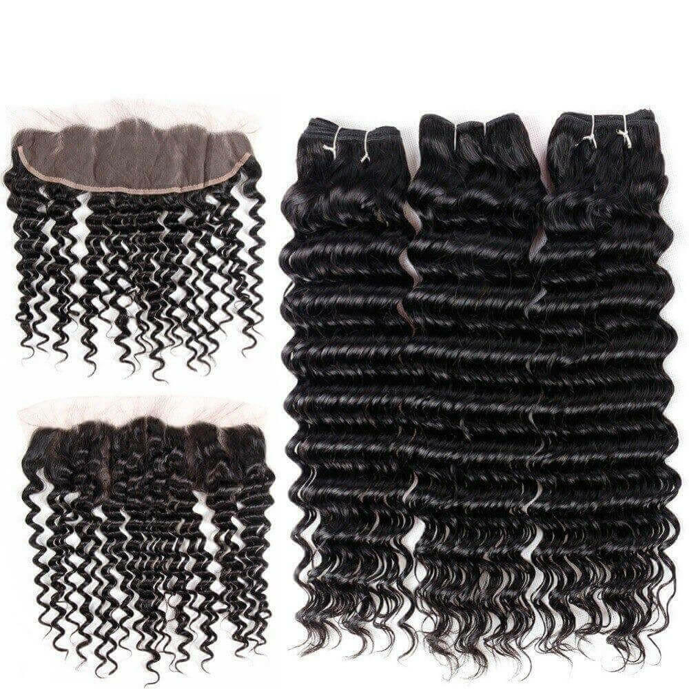 Super Double Drawn 12A Grade Deep Wave BUNDLES with CLOSURES & FRONTAL