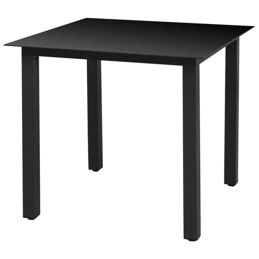 Garden Table Black 31.5"x31.5"x29.1" Aluminium and Glass