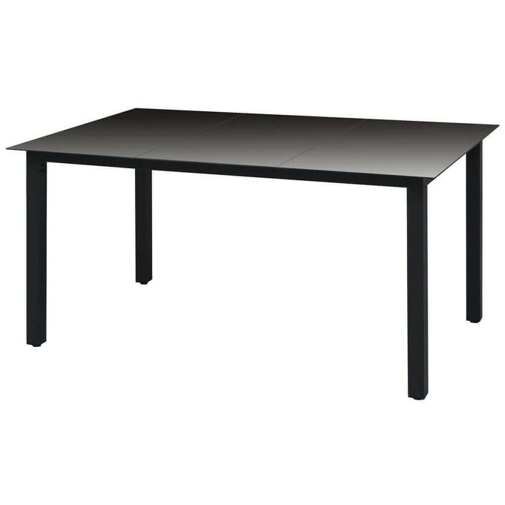 Garden Table Black 31.5"x31.5"x29.1" Aluminium and Glass
