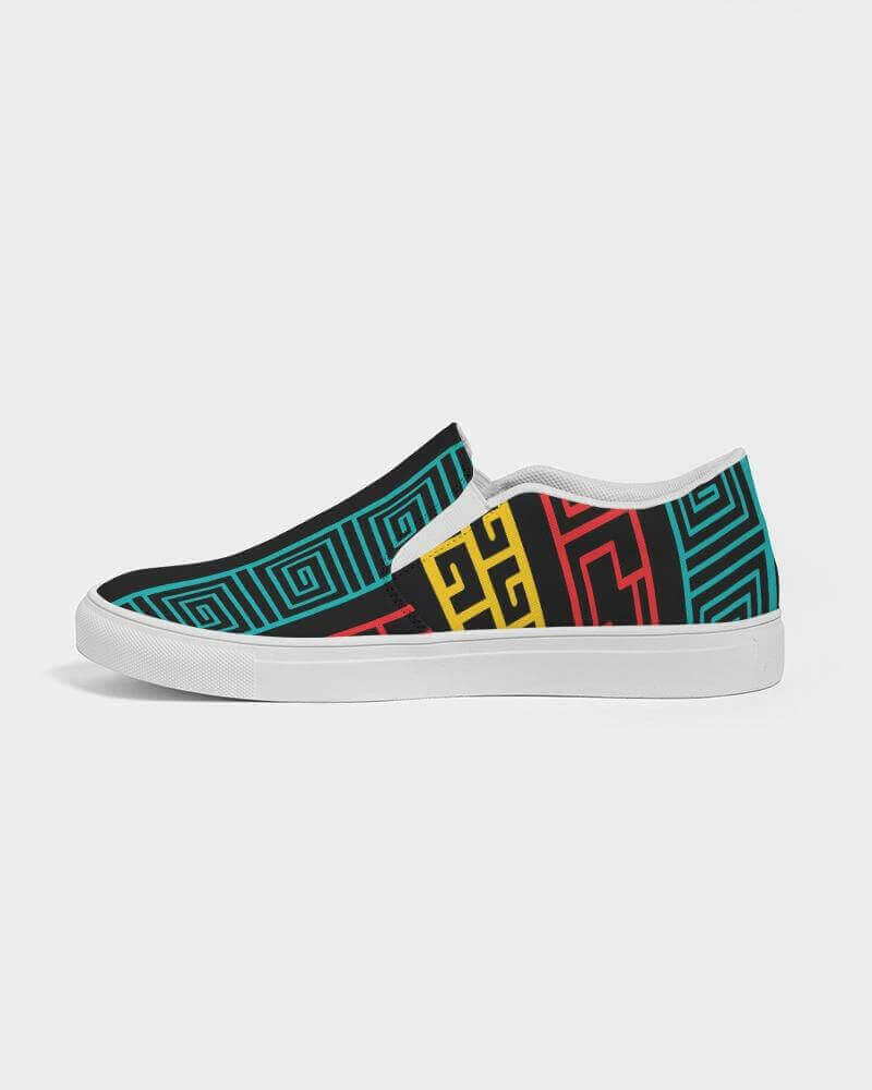 multicolor canvas slip-on sneakers