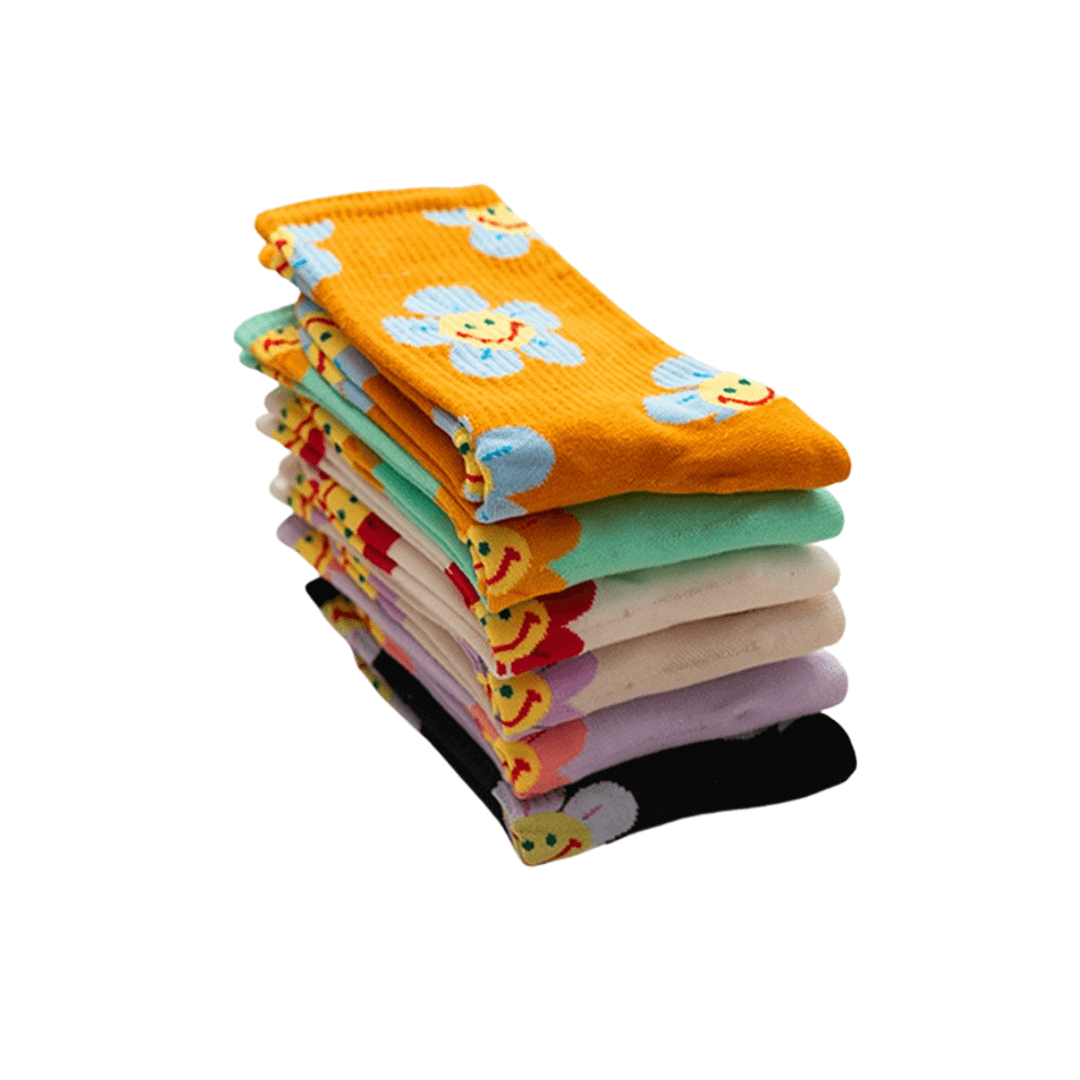 Groovy Flower Happy Face Socks (6 Color Options) | &