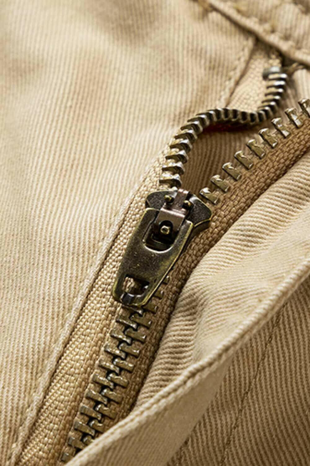 Button and Zip Closure Belted Cargo Shorts