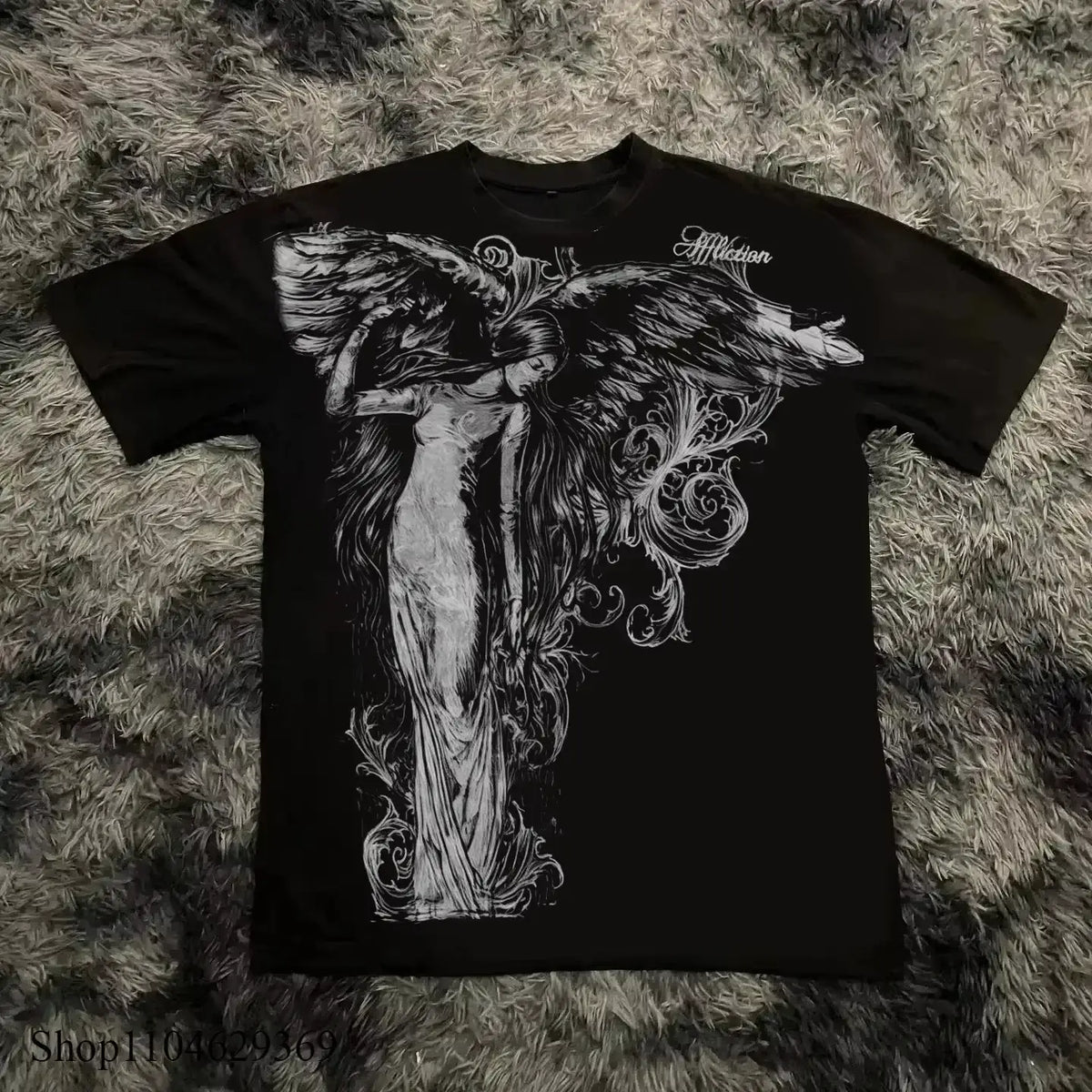 Y2K Gothic Print Oversized Cotton T-Shirt