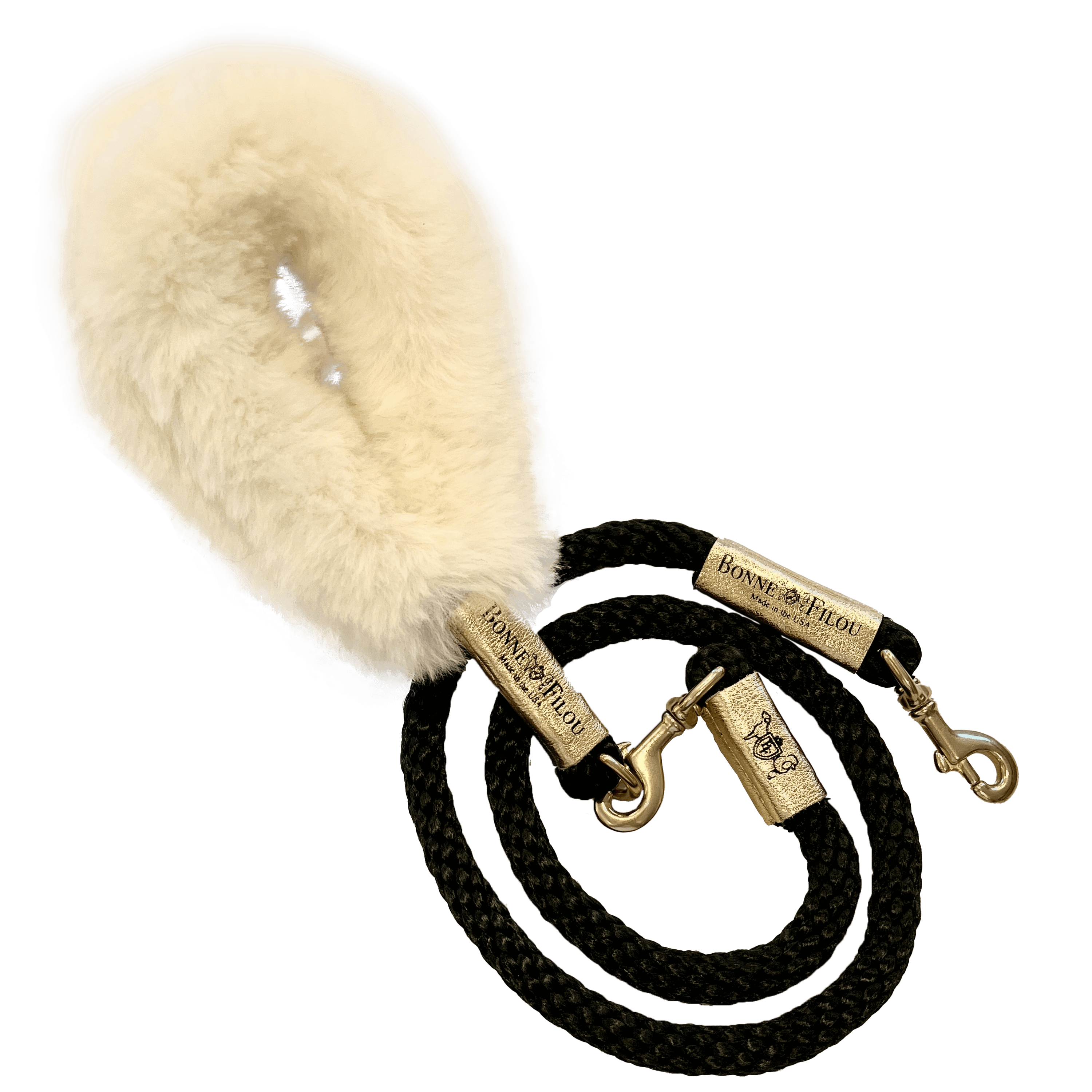 Bundle Shearling Fur Grip + Rope Leash for Dogs