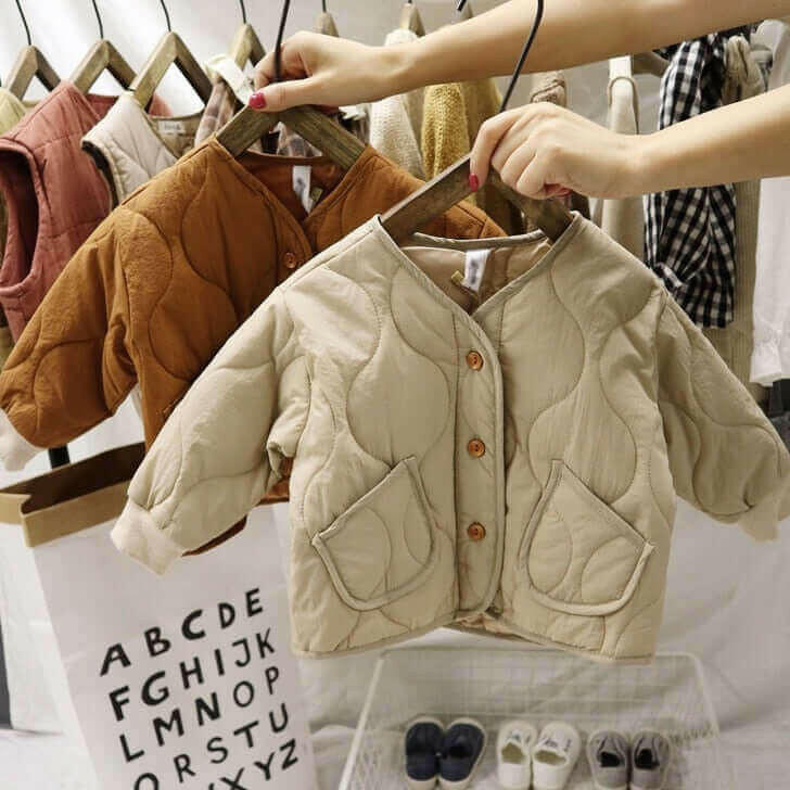 Autumn Winter boys girls 4 colors quilted clothes sets children