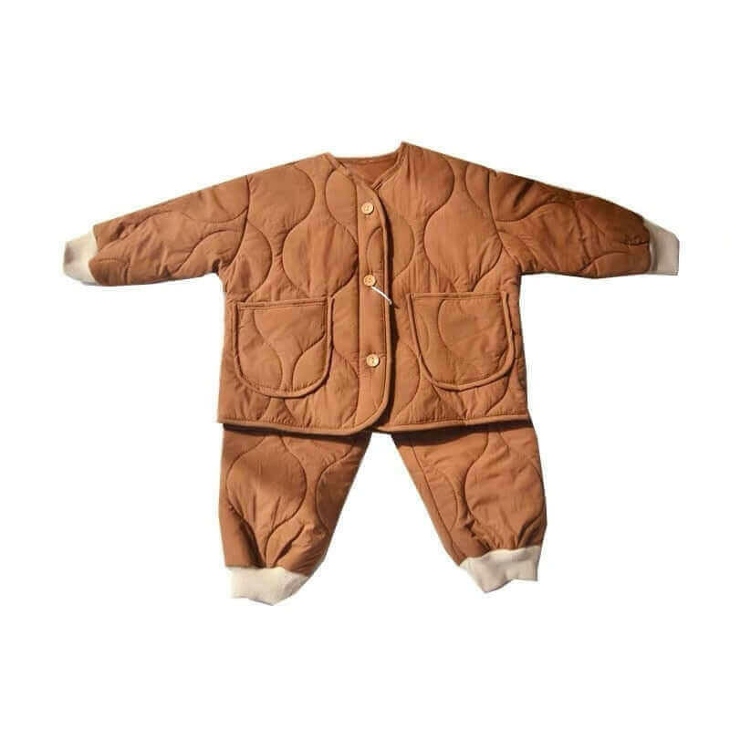 Autumn Winter boys girls 4 colors quilted clothes sets children