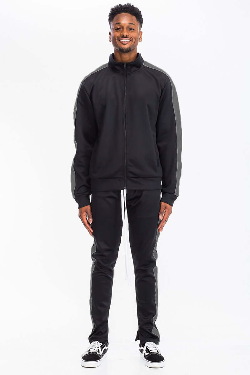 Single Stripe Zip Up Track Jacket and Track Pant Matching Set