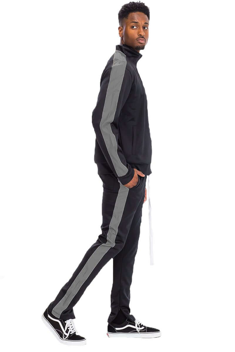 Single Stripe Zip Up Track Jacket and Track Pant Matching Set