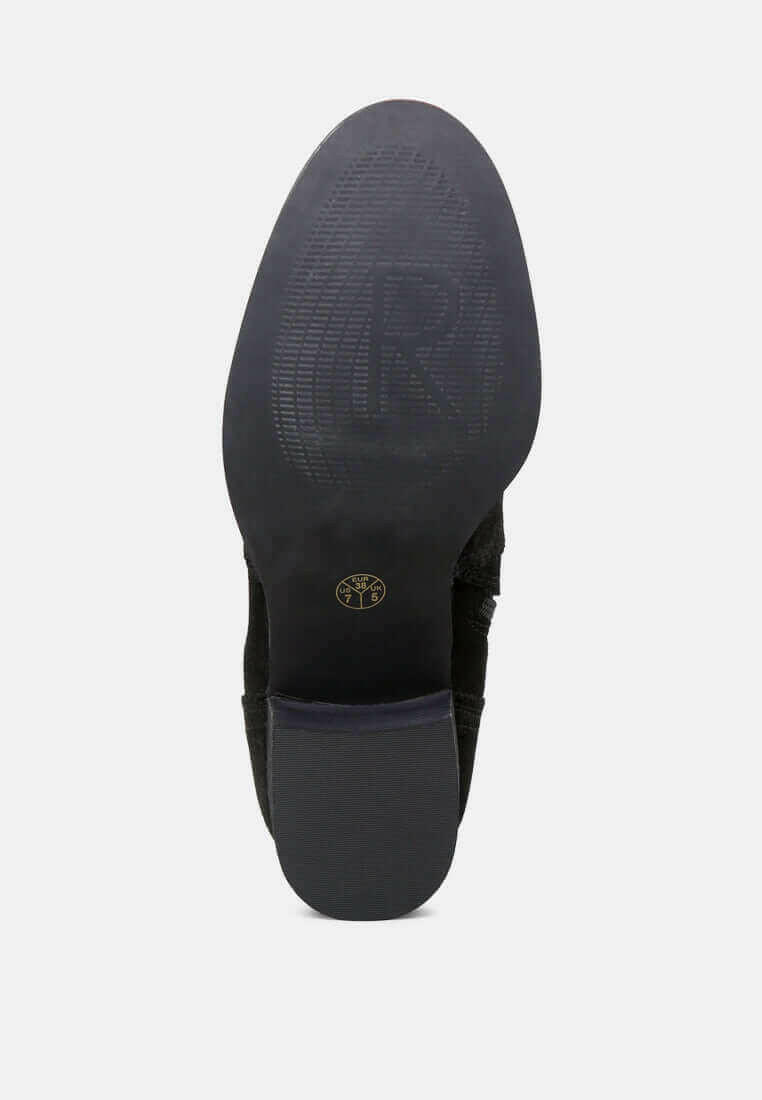 bowie stacked heel leather boots