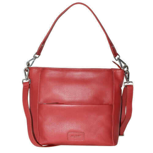 Ladies Large Leather Multi Zip Pocket Hobo Shoulder Bag