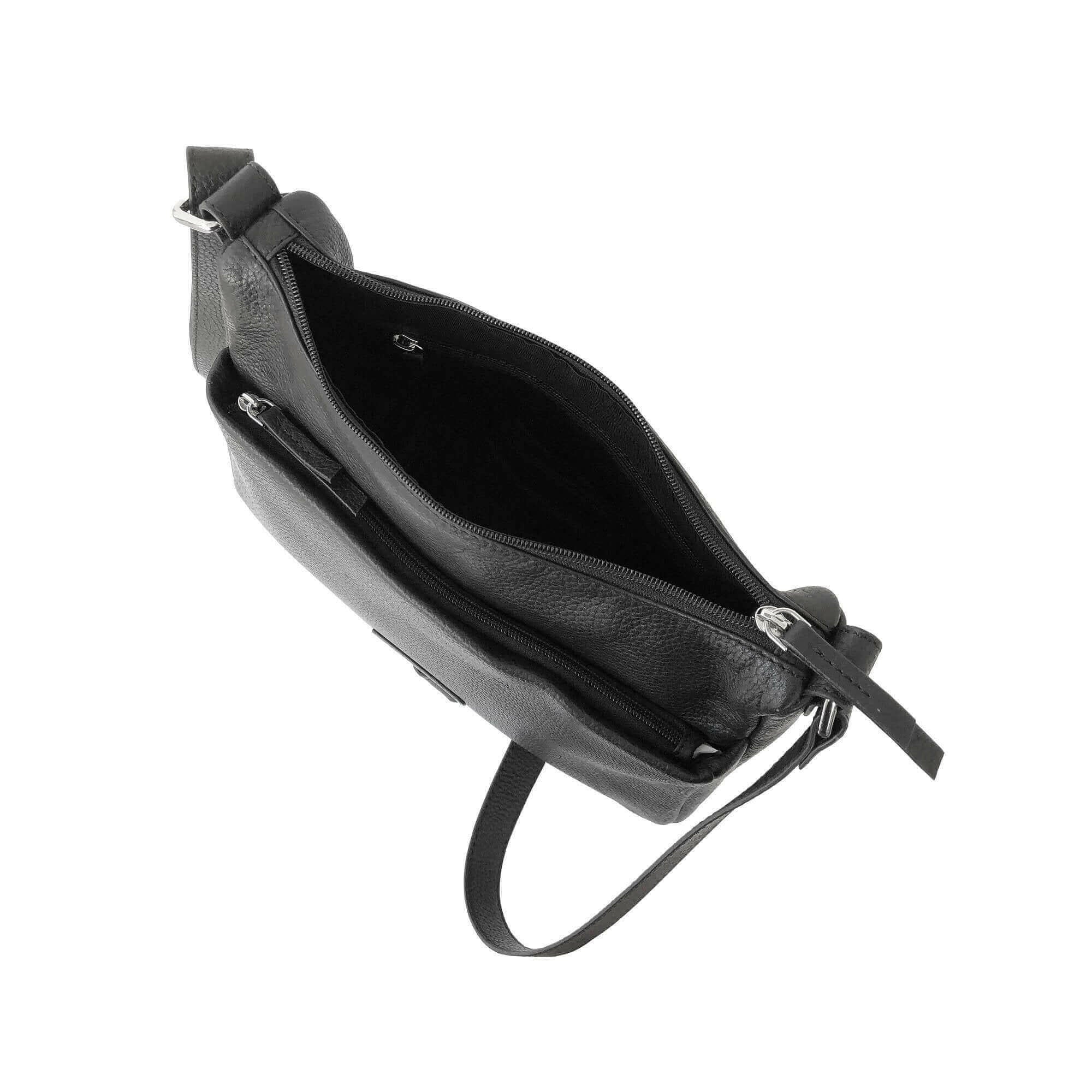 Ladies Leather Medium Multi Zip Crossbody Bag