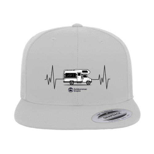 Camping Cardiogram Embroidered Flat Bill Cap