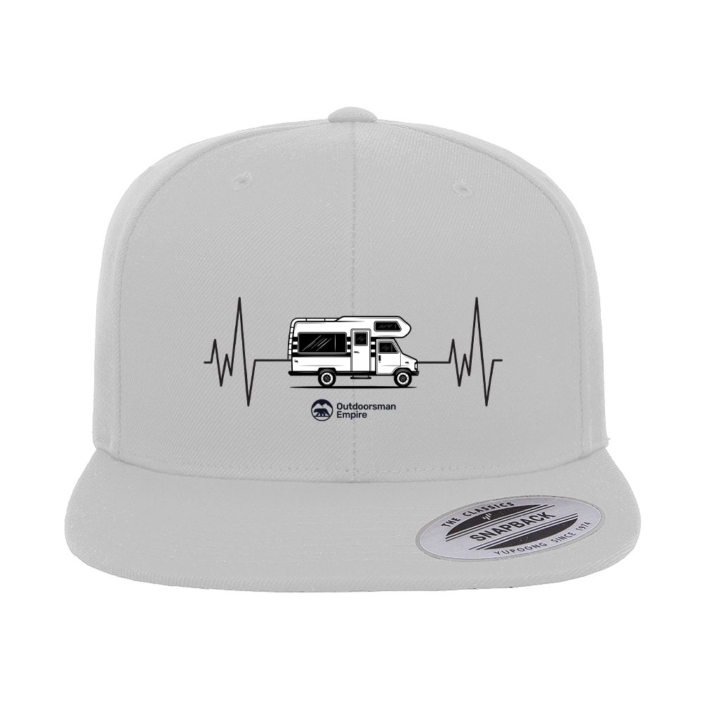 Camping Cardiogram Embroidered Flat Bill Cap