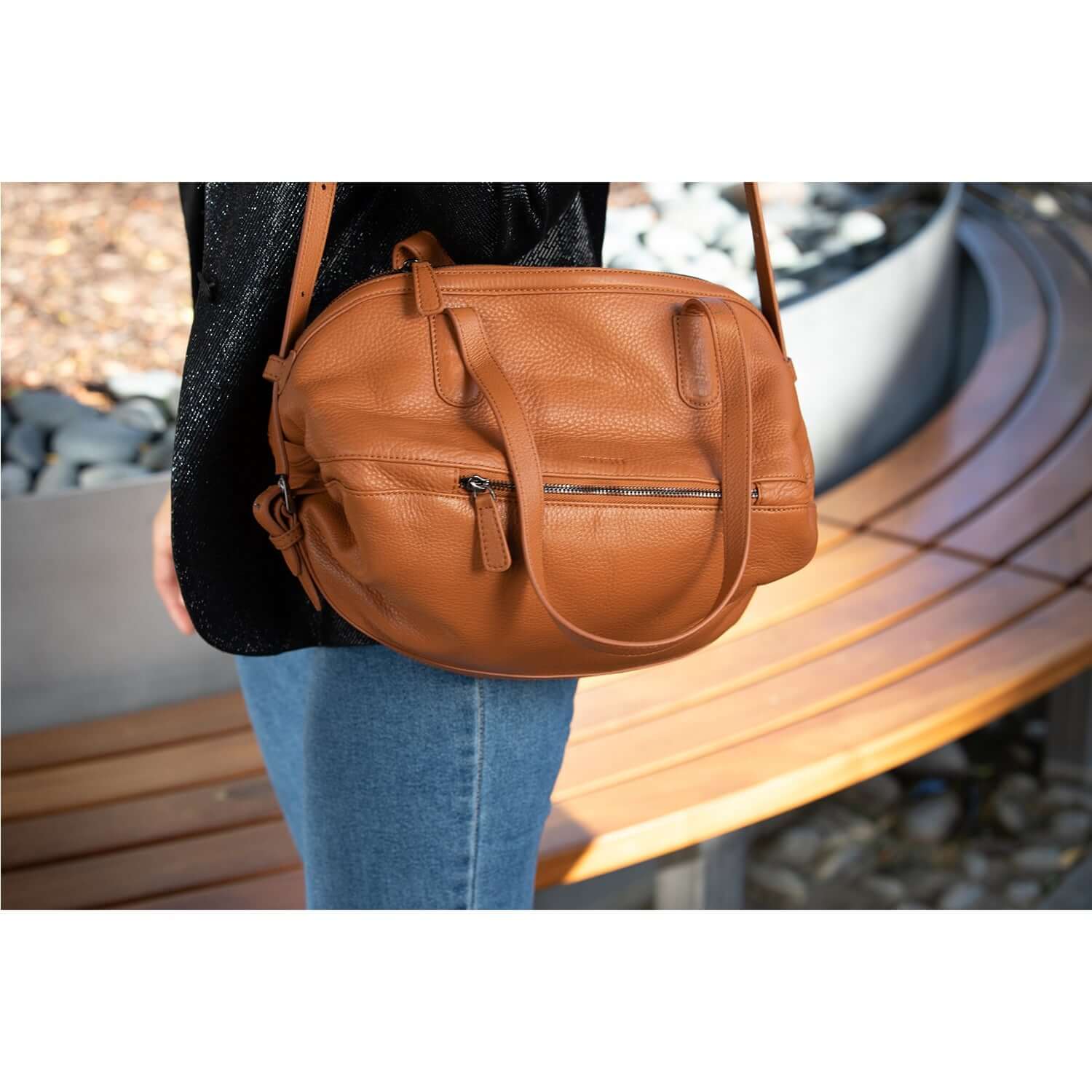 Leather Satchel Bag Brown Shoulder Purse Women&