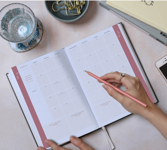 Ponderlily 2023 Daily Planner, Charcoal