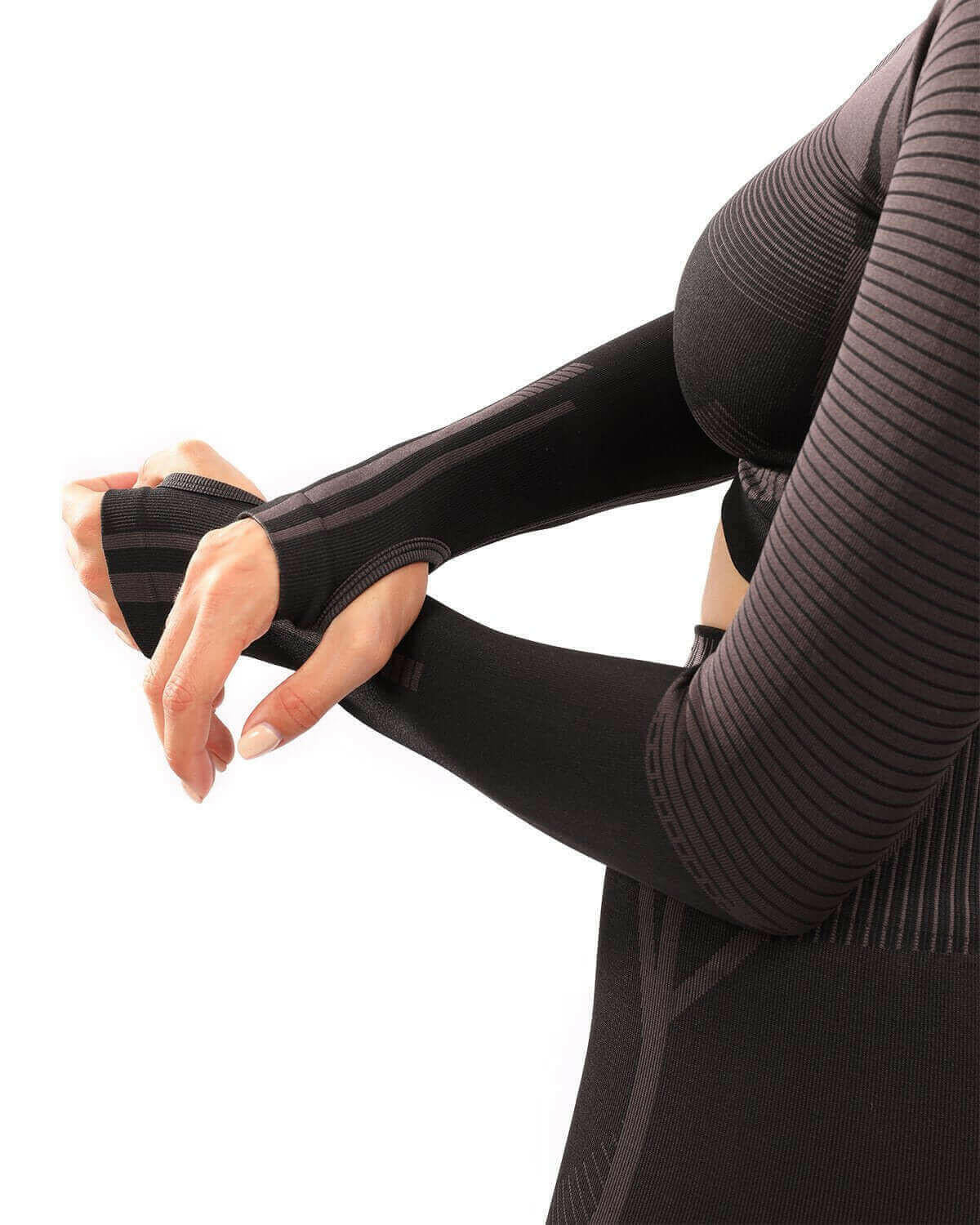 Decata Seamless Sports Top - Black & Brown