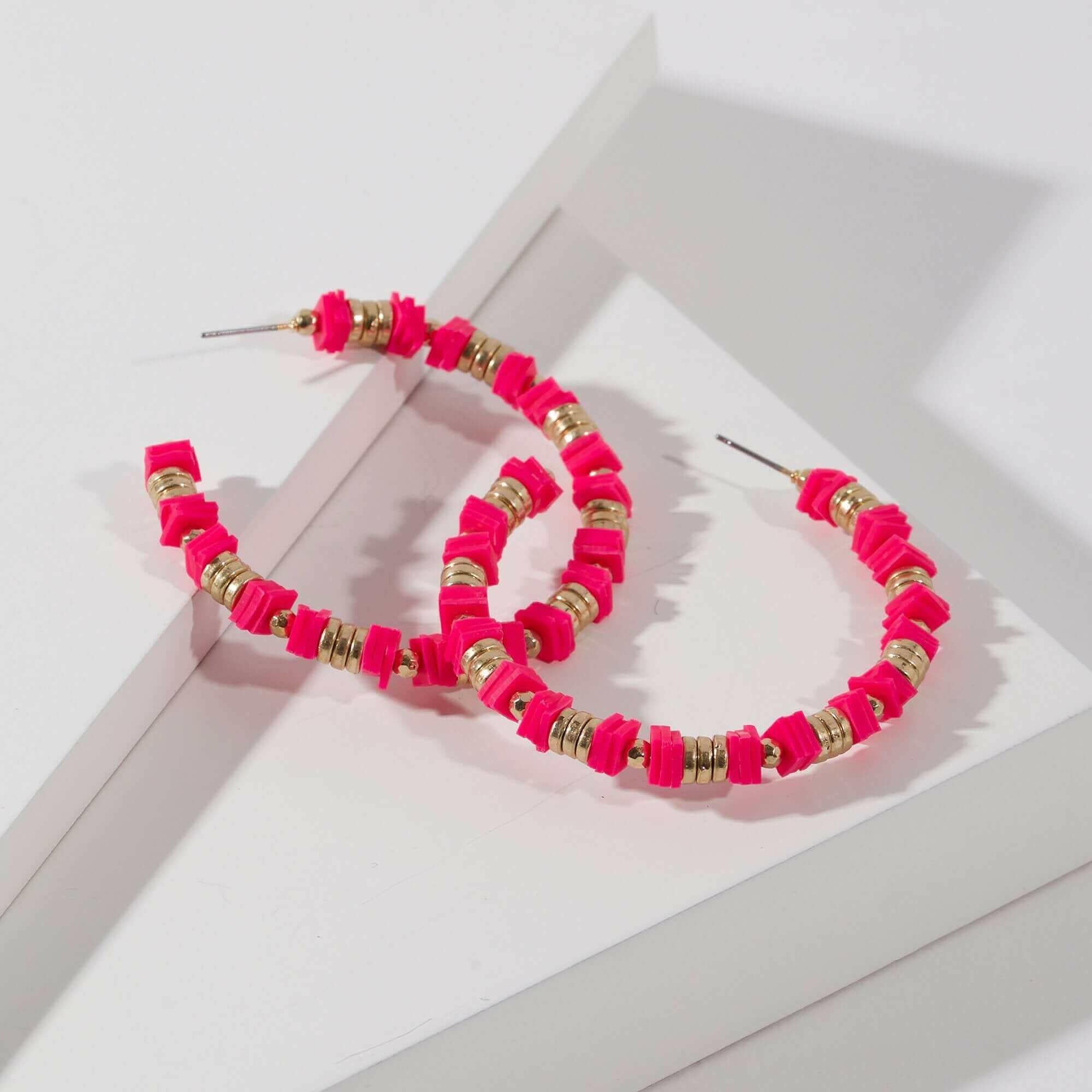 Rubber and Metal Disc Hoop Earrings