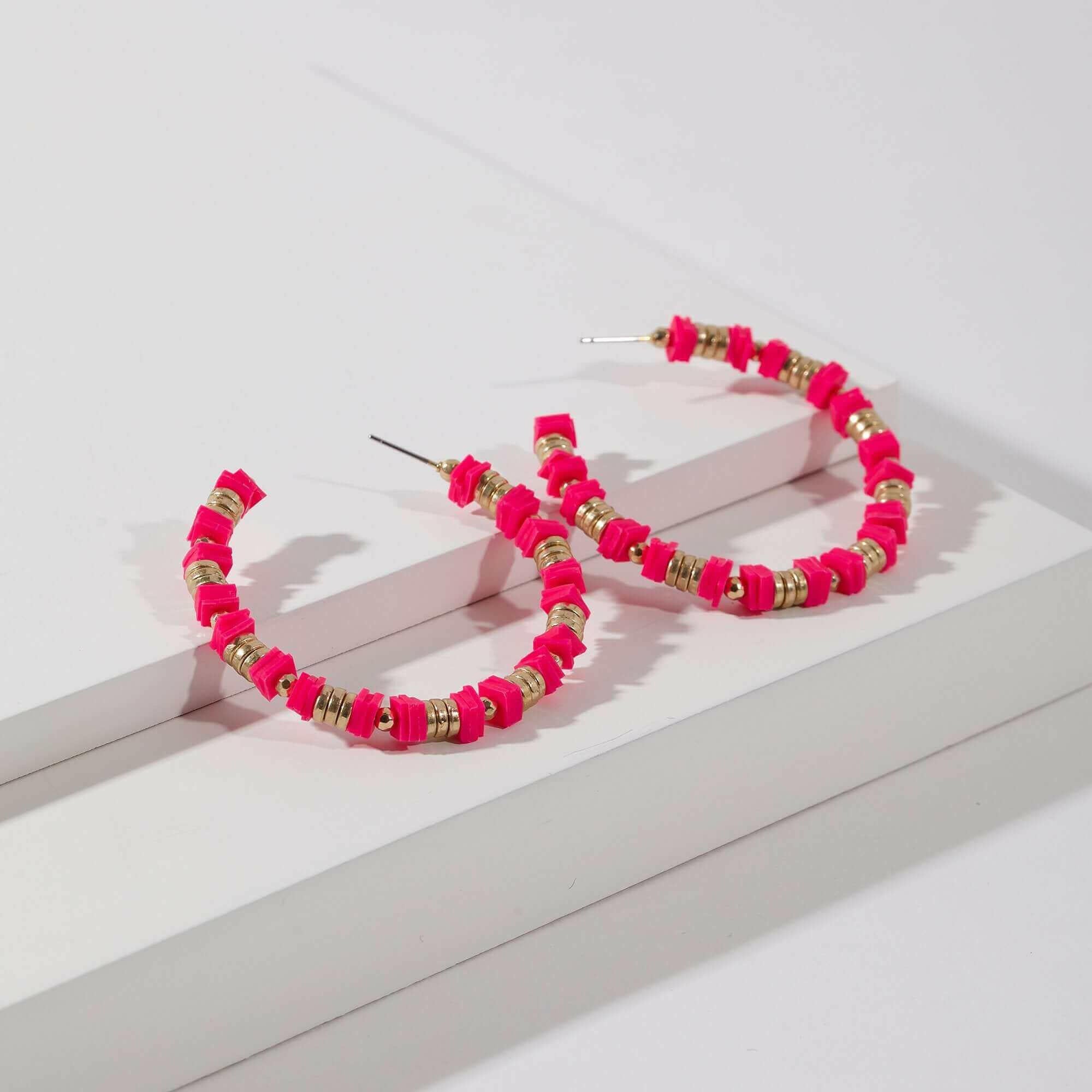 Rubber and Metal Disc Hoop Earrings