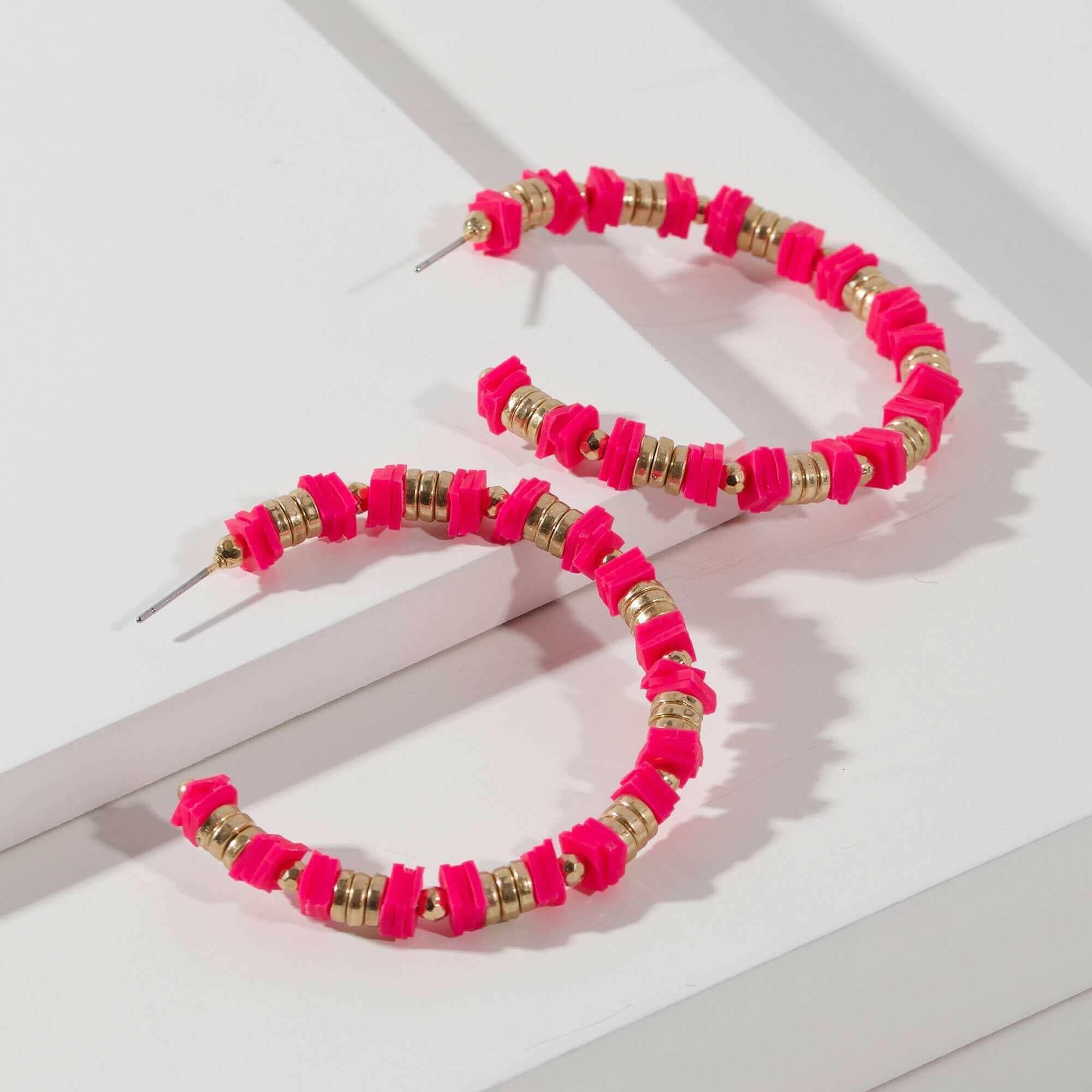 Rubber and Metal Disc Hoop Earrings