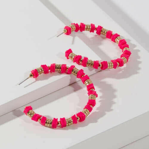 Rubber and Metal Disc Hoop Earrings