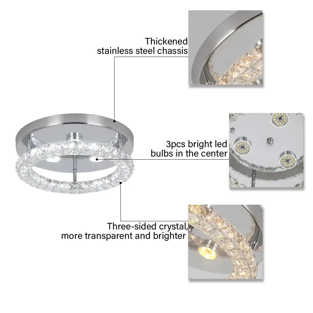 Modern Crystal LED Flush-Mount Ceiling Light