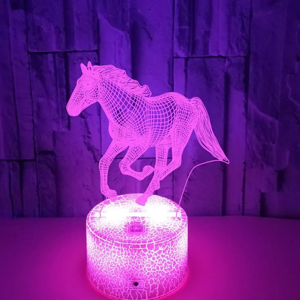 Horse 3D Illusion LED Night Light with Remote
